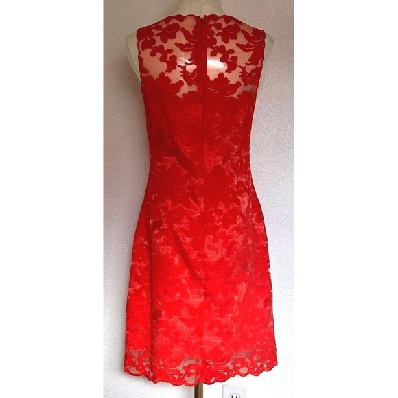 Gianni Bini‎ Denise Geranium Red Lace Sleeveless Cocktail Dress Womens - Size 2 - Picture 3 of 7